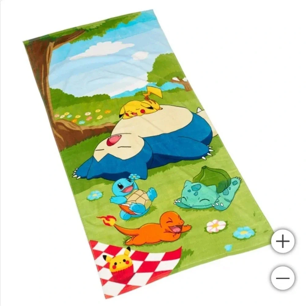 NEW Pokemon Outdoor Picnic Blanket & Beach Towel Set Zip‎ Closure Washable Gift